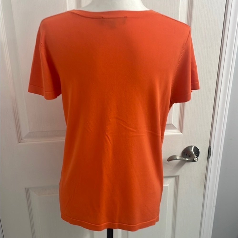 Piccadilly Canada Classic Orange V-Neck Short Sleeve Light Sweater Size XSmall - Picture 4 of 10